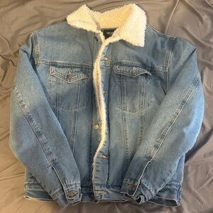 Blue Denim Jacket with Sherpa Collar